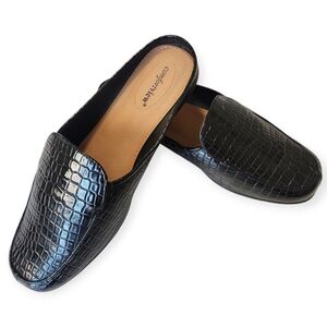Comfortview ESTELLE Career Business Casual Black Croc Slip On Mule Size 10.5WW
